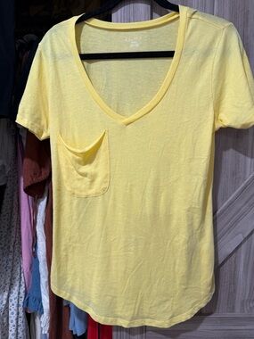 Z Supply Yellow V-Neck Pocket Tee